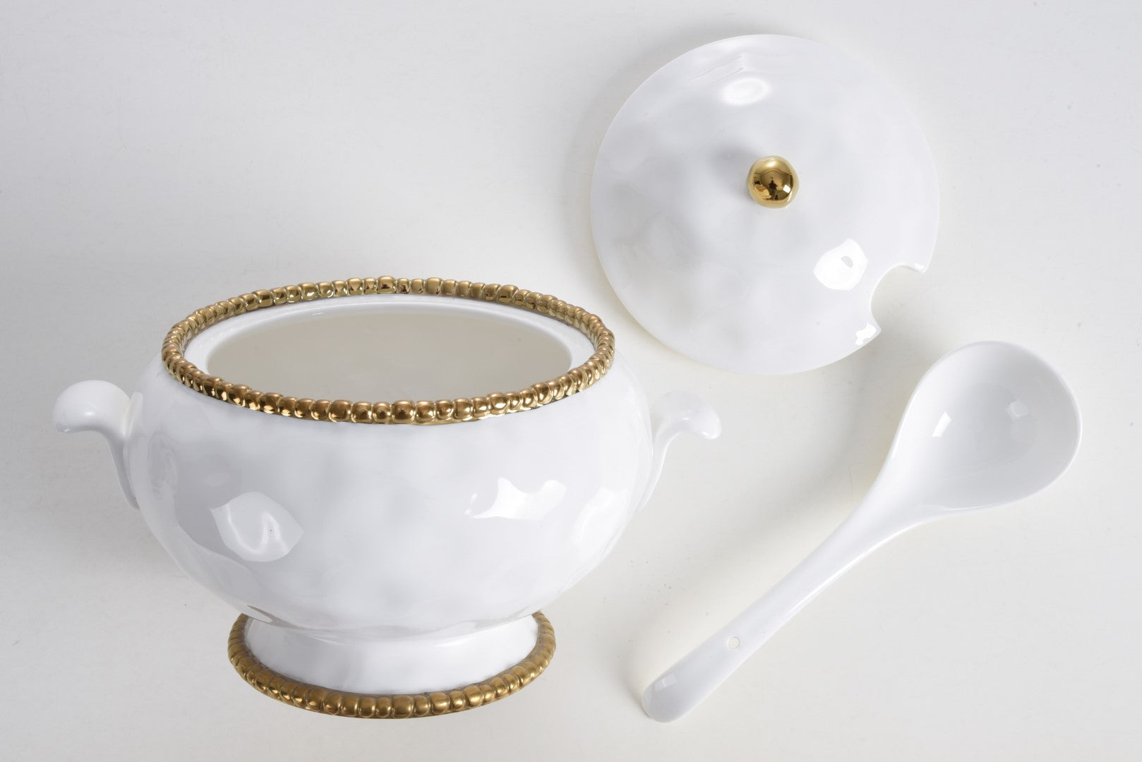 Golden Salerno Soup Tureen & Spoon