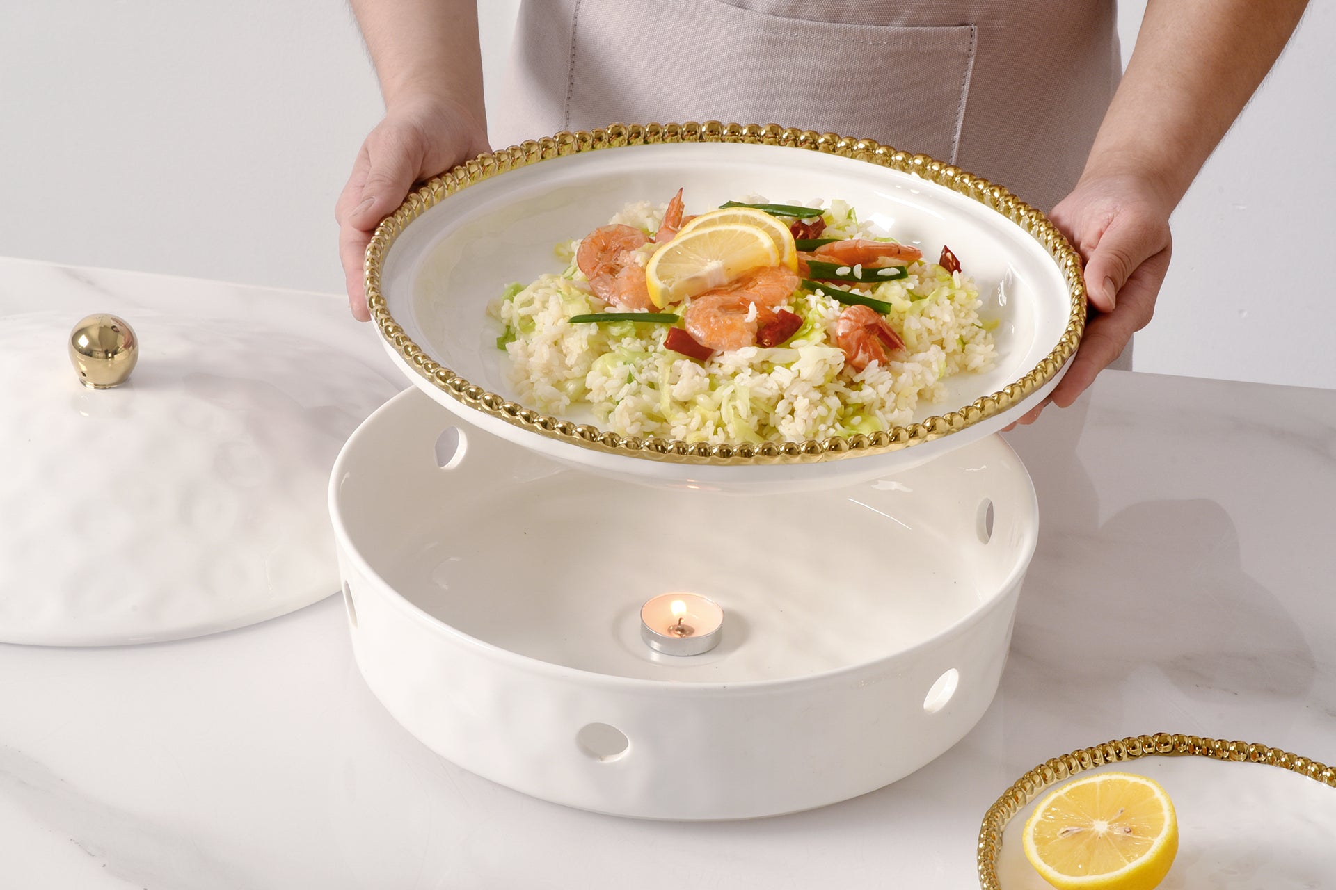 Golden Salerno Round Chafing Dish