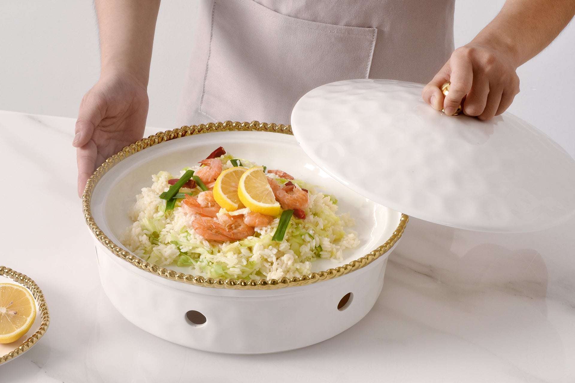 Golden Salerno Round Chafing Dish