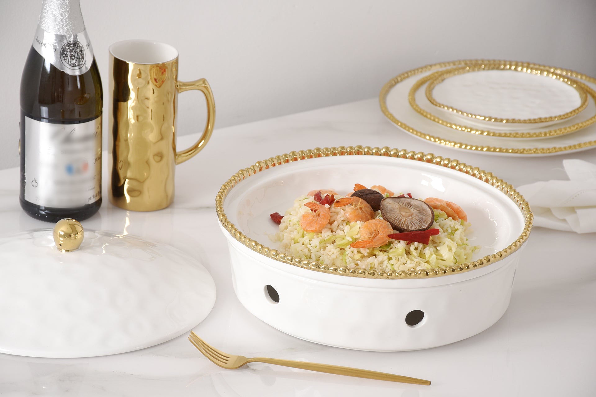 Golden Salerno Round Chafing Dish