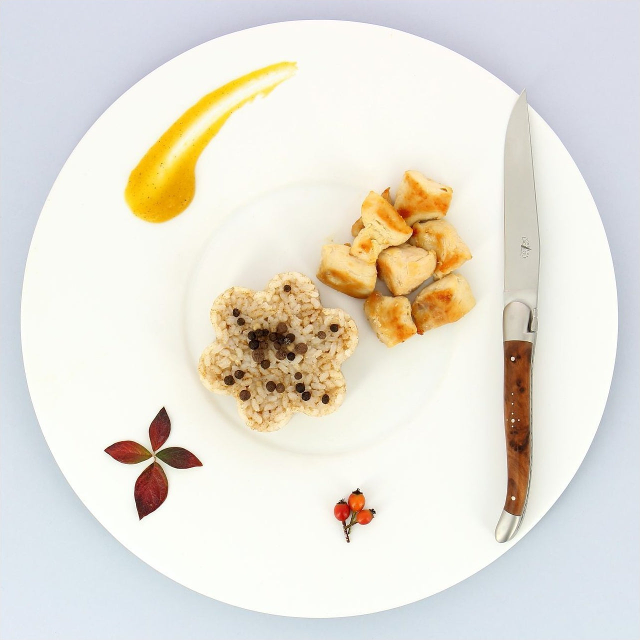 Forge de  Laguiole 2 Piece Steak Knife Set Thuya Burl Satin Finish