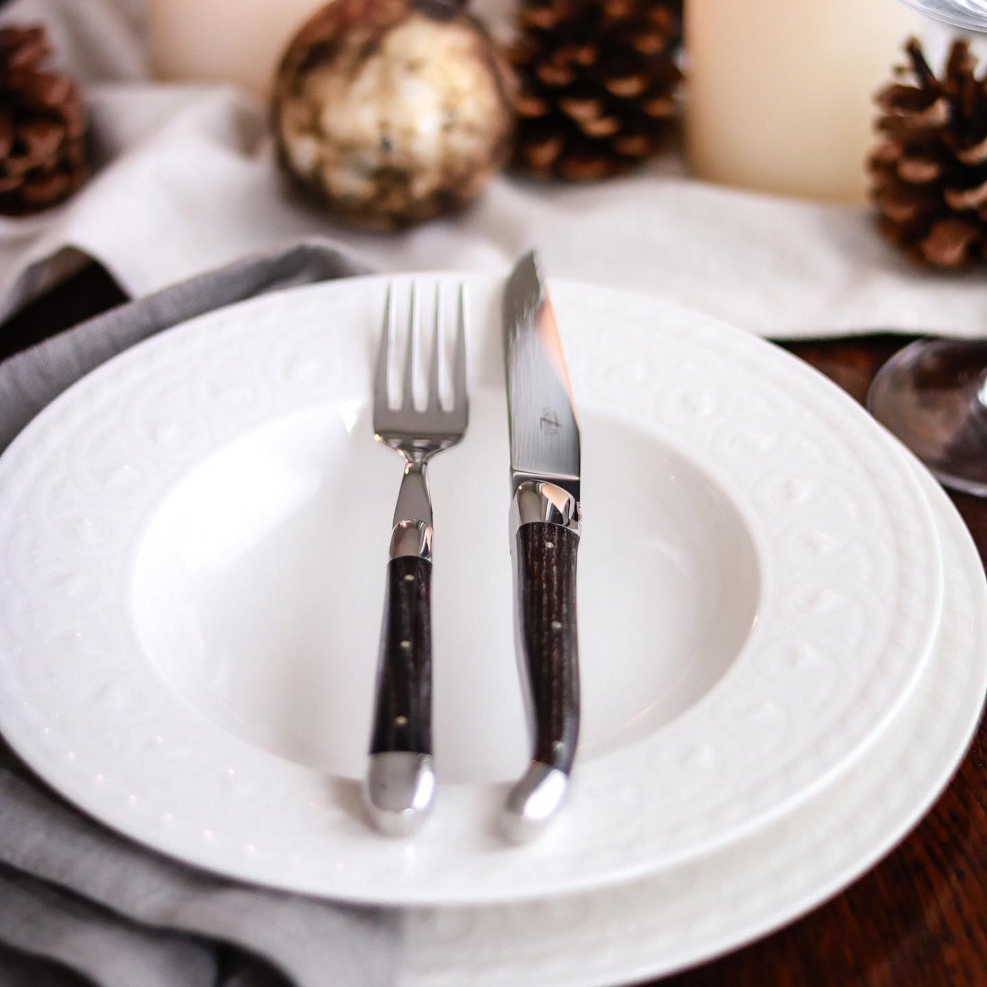 Forge de  Laguiole 6 Piece Steak Knife Set Ash Tree Handle