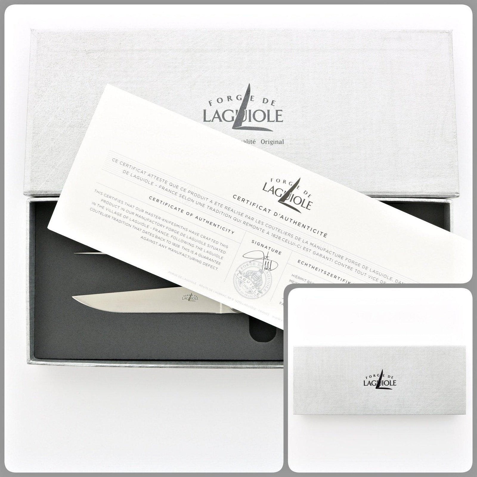 Forge de  Laguiole 6 Piece Steak Knife Set Dark Horn Tip