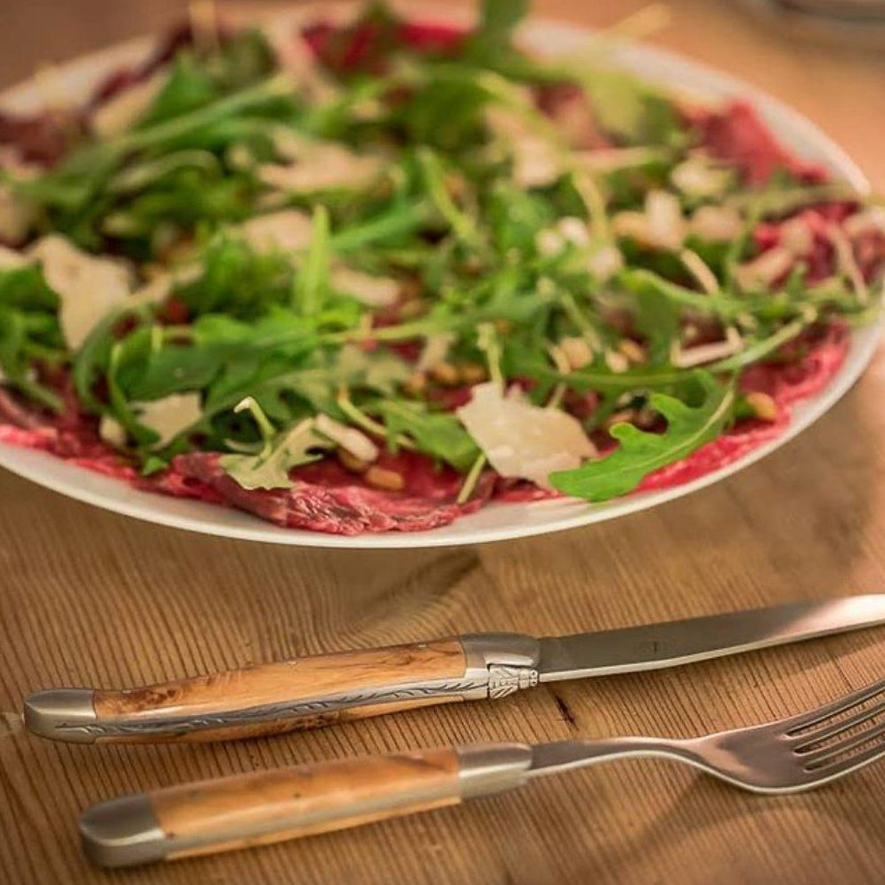 Forge de  Laguiole 6 Piece Steak Knife Set Juniper Handle Satin Finish