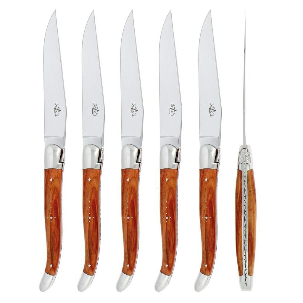 Forge de  Laguiole 6 Piece Steak Knife Set Rosewood Shiny Finish