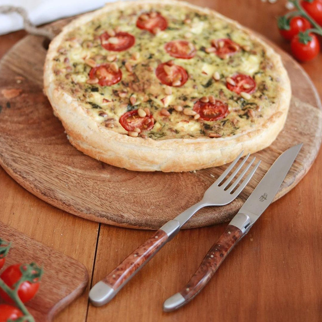 Forge de  Laguiole 6 Piece Steak Knife Set Thuya Burl Satin Finish