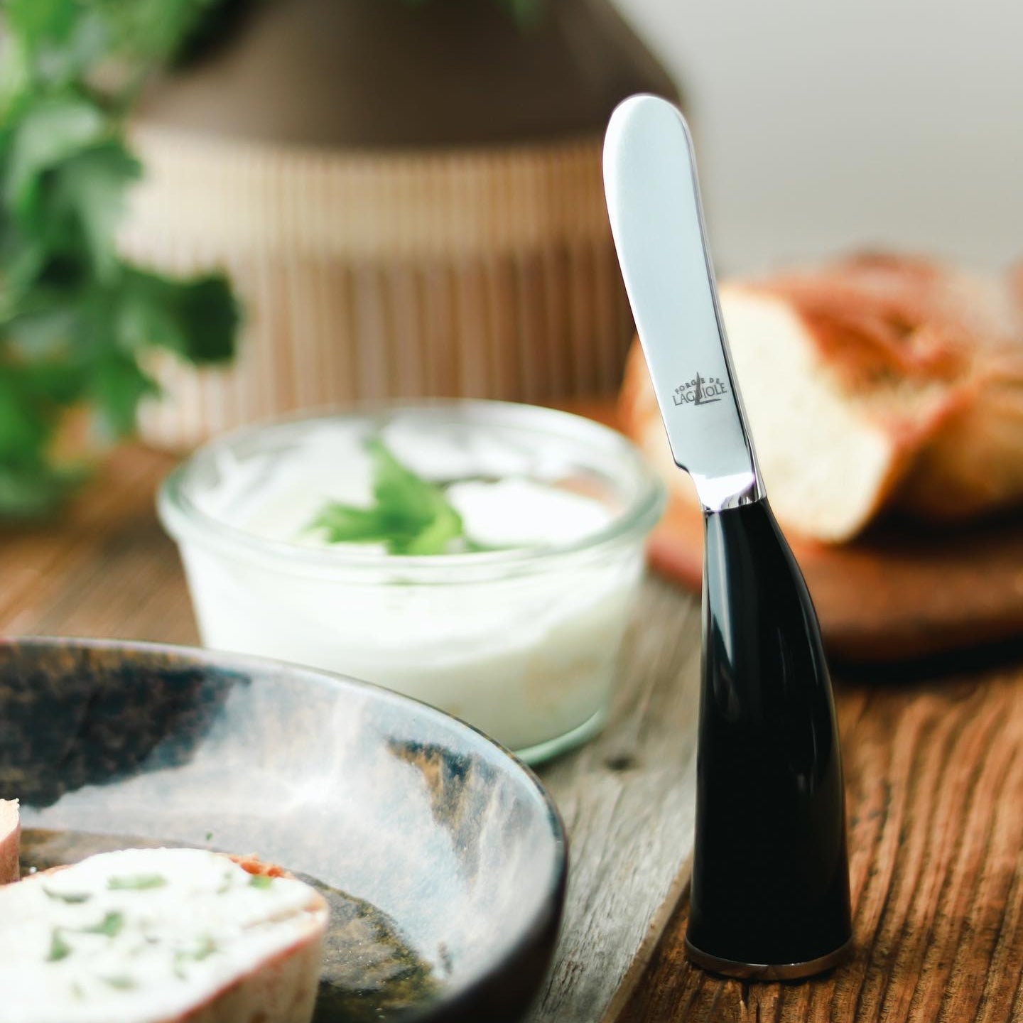 Forge de Laguiole Black Horn Tip Butter Knife