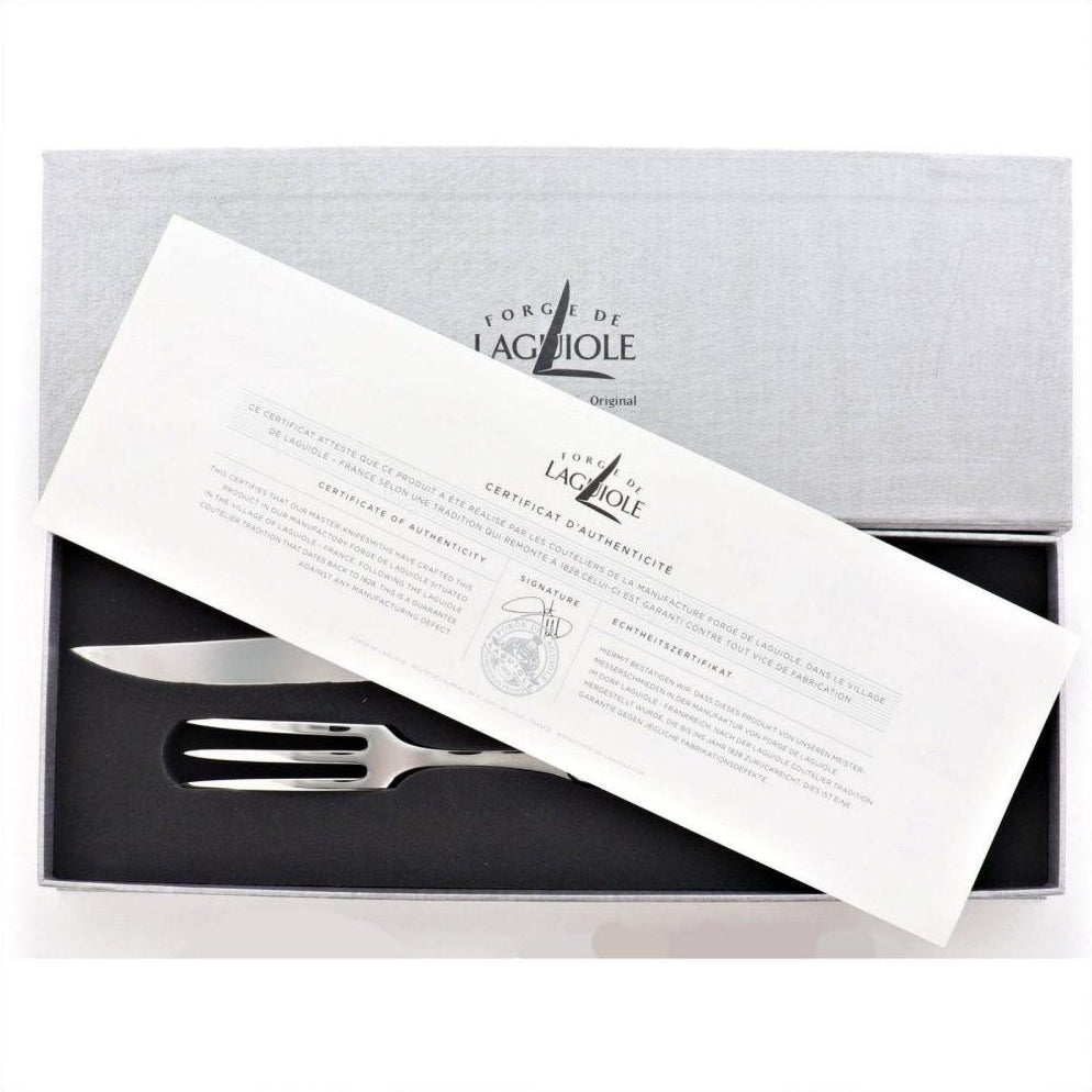 Laguiole XL Carving Set Juniper Handle Satin Finish