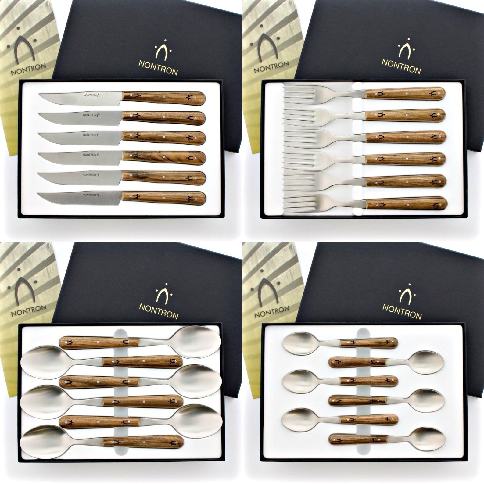 Nontron Steak Knives & Flatware Sets Burled Walnut