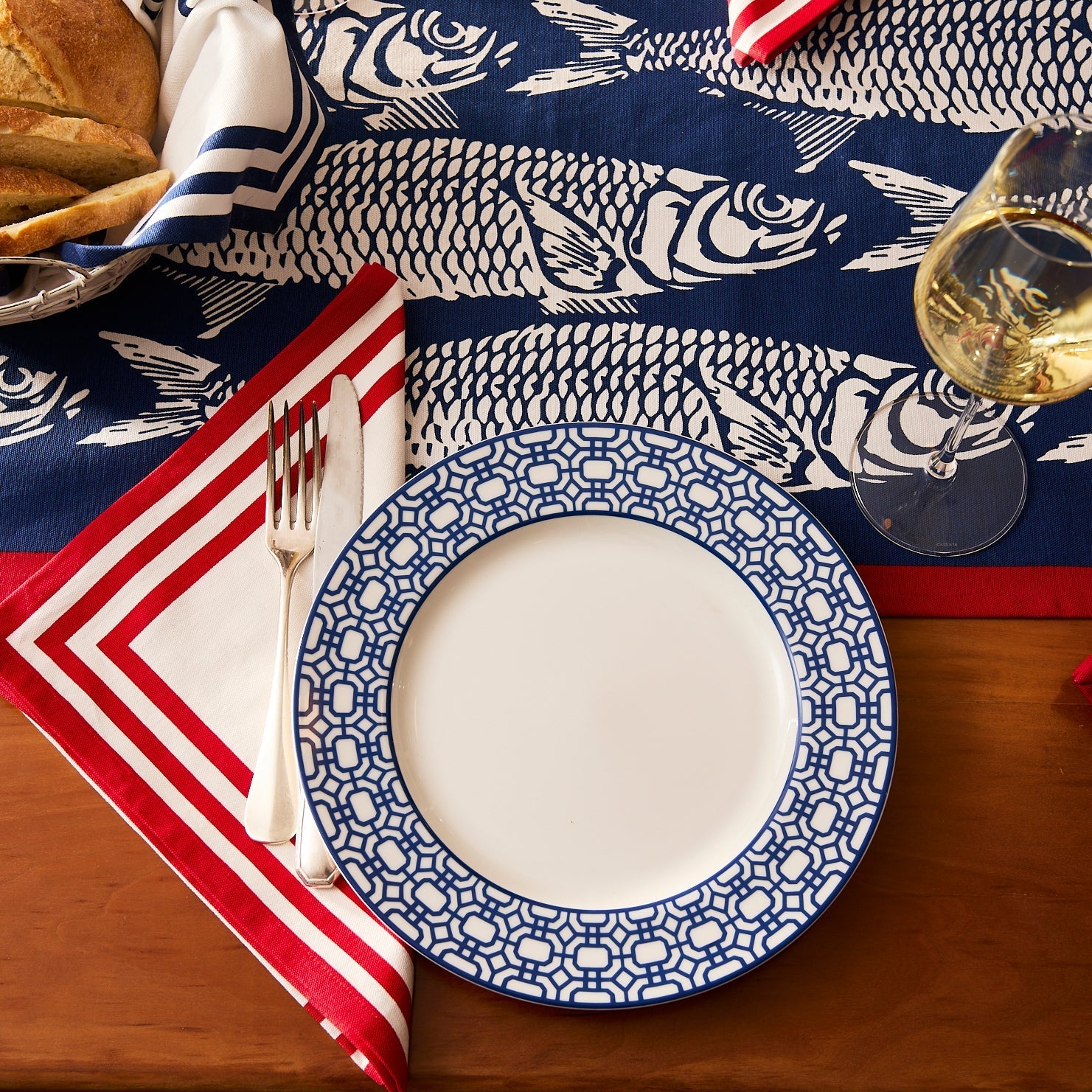 Triple Stripe Red Dinner Napkins