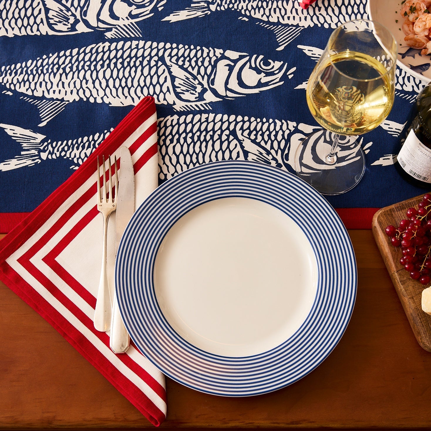 Triple Stripe Red Dinner Napkins