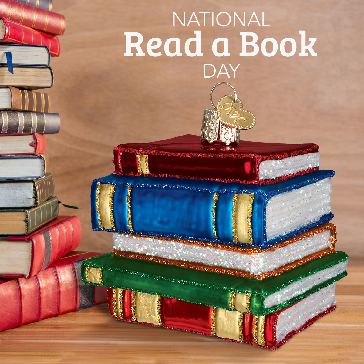 Stack Of Books Ornament Old World Christmas