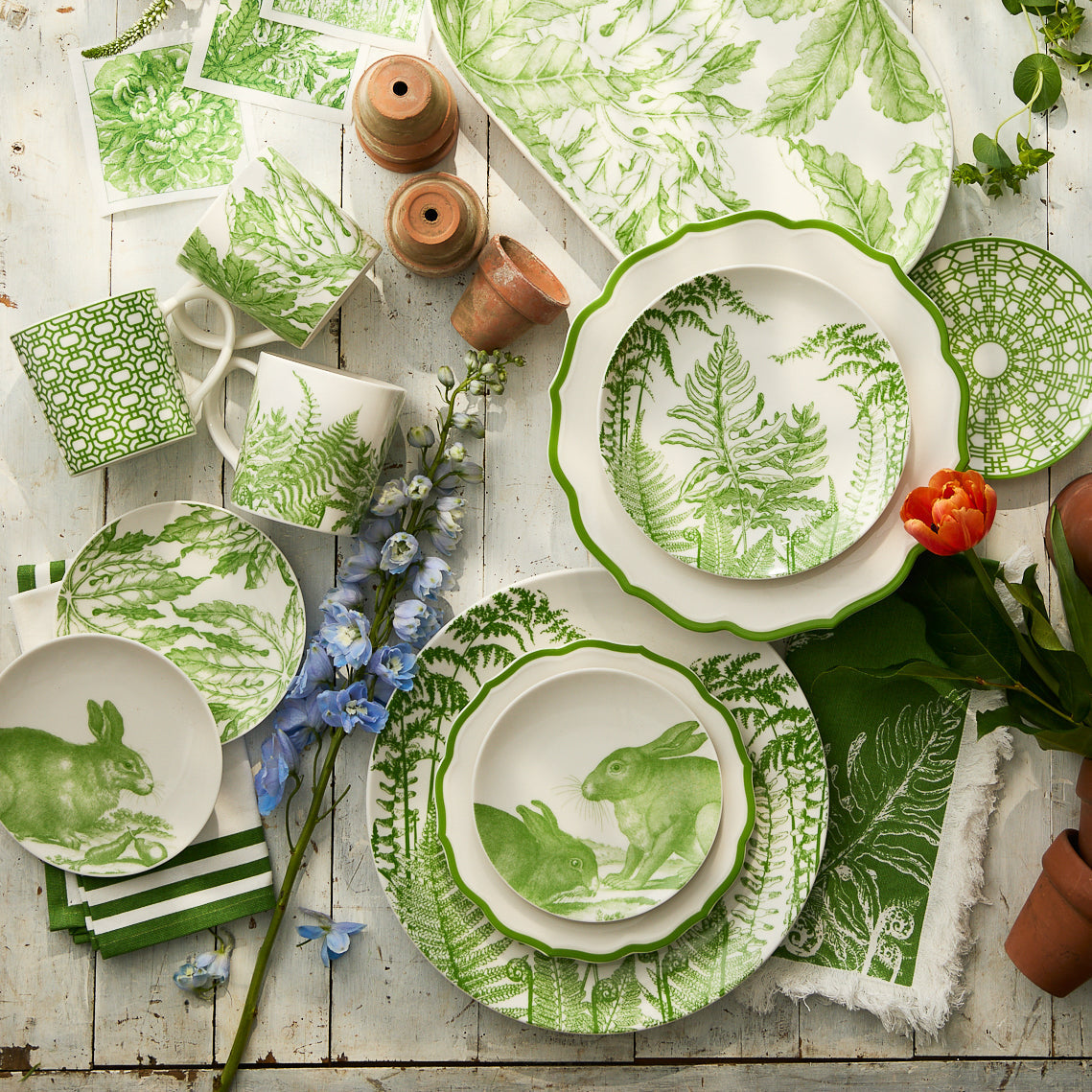 Triple Stripe Verde Dinner Napkins