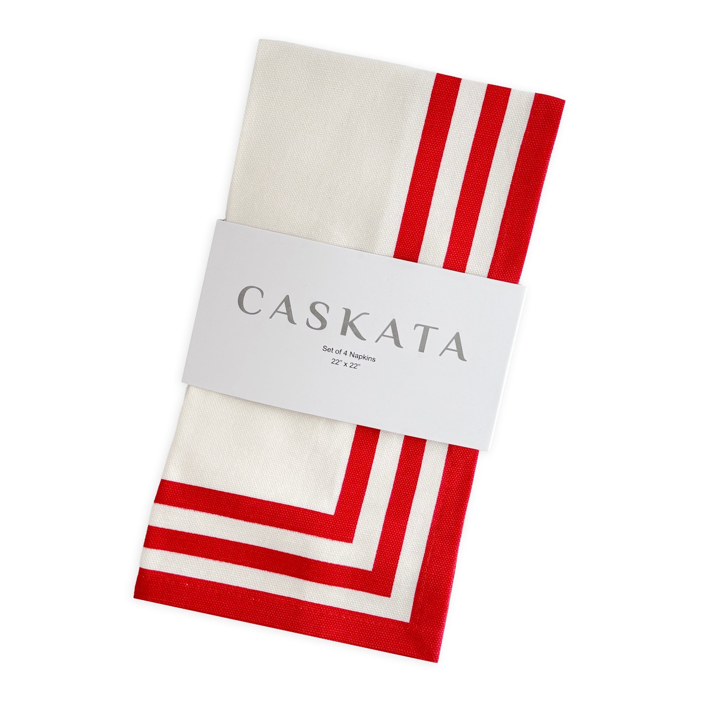 Triple Stripe Red Dinner Napkins