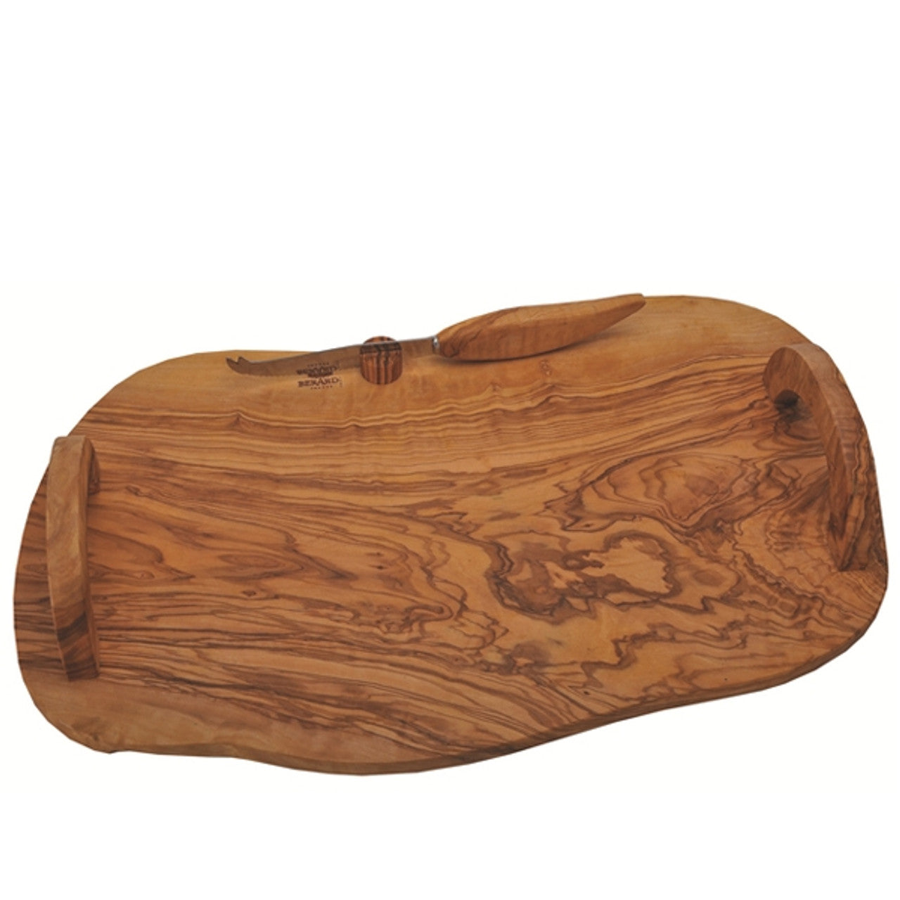 French Berard Olive Wood Cheese Board with Handles & Knife