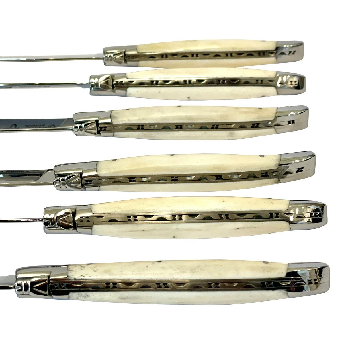 Handcrafted 6-Piece Steak Knife Set, Bone Handle-Laguiole en Aubrac