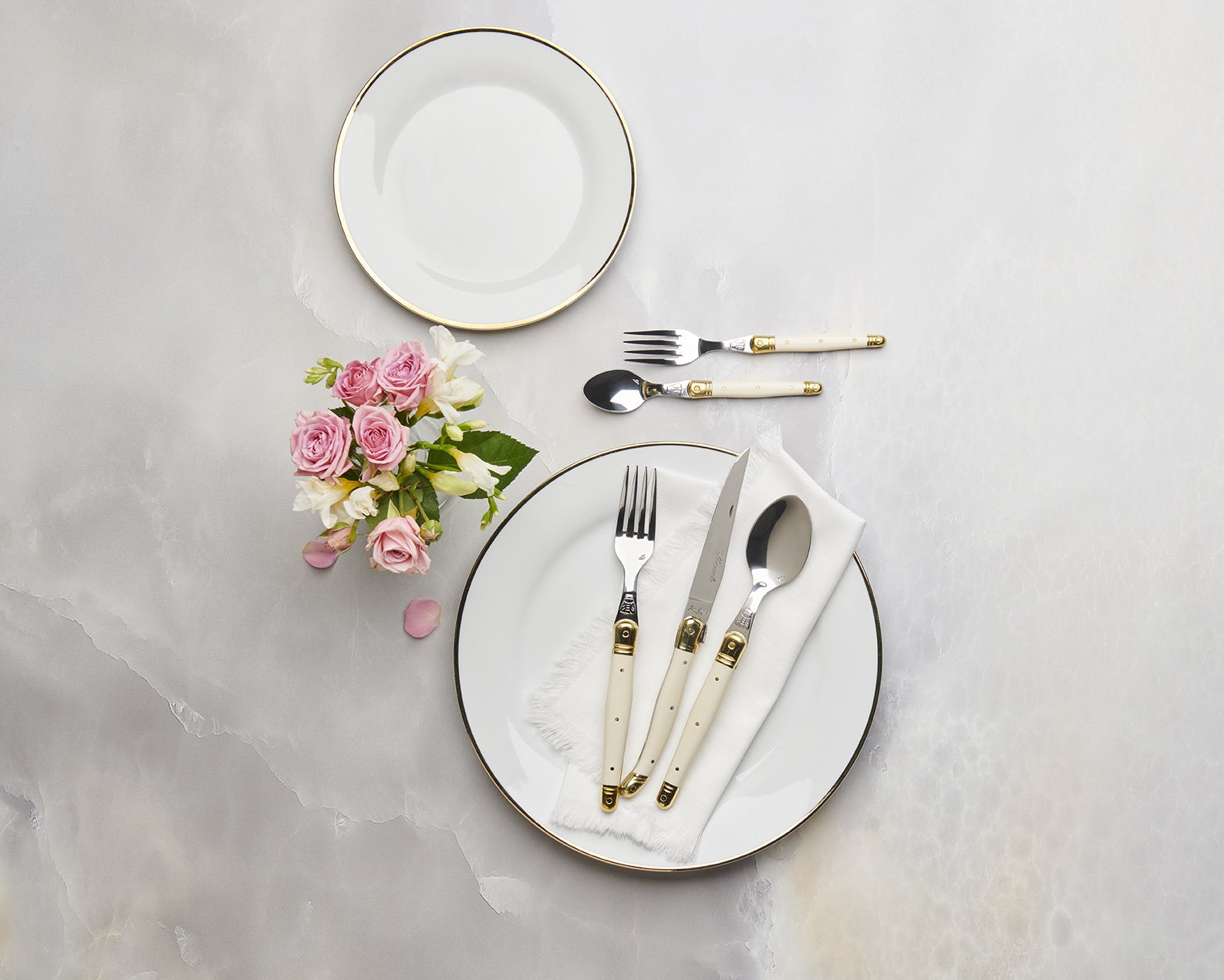 Jean Dubost 24 Pc Flatware Set with Ivory in a closed box- Certified Authentic