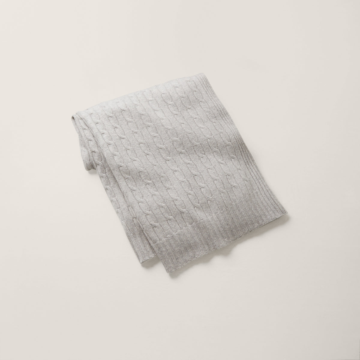 The Iconic Cable Cashmere Throw Blanket in Dark Heather Grey