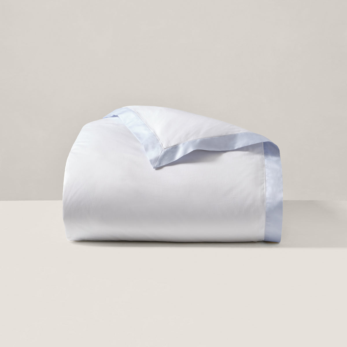 Organic Cotton Sateen Border Duvet Cover - Blue Hyacinth