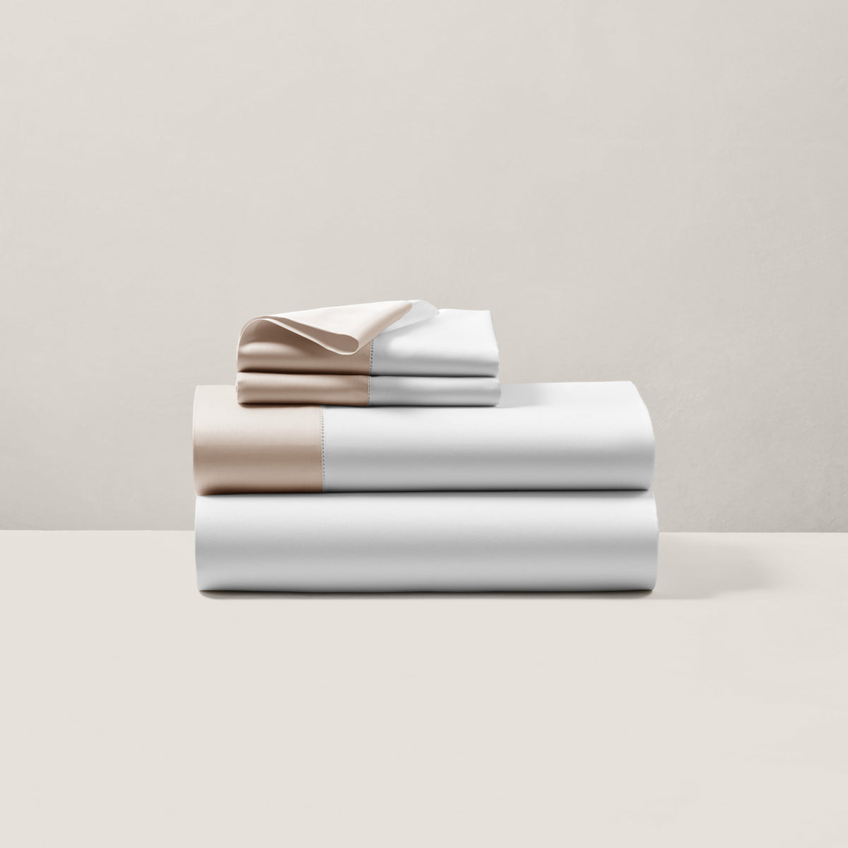 Organic Cotton Sateen Border Sheeting - Coastal Sand