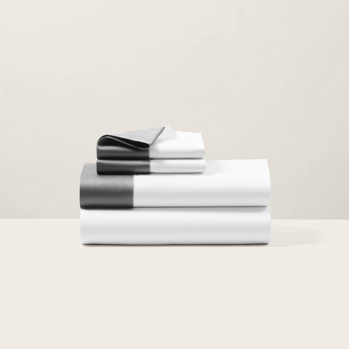 Organic Cotton Sateen Border Sheeting - True Graphite