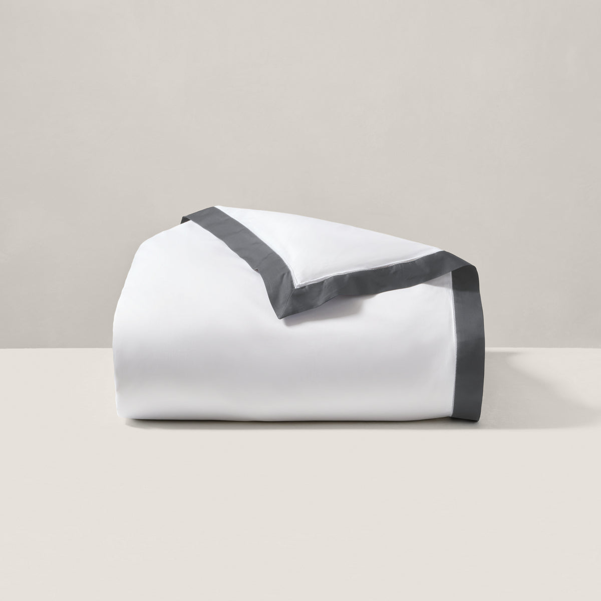 Organic Cotton Sateen Border Duvet Cover - True Graphite