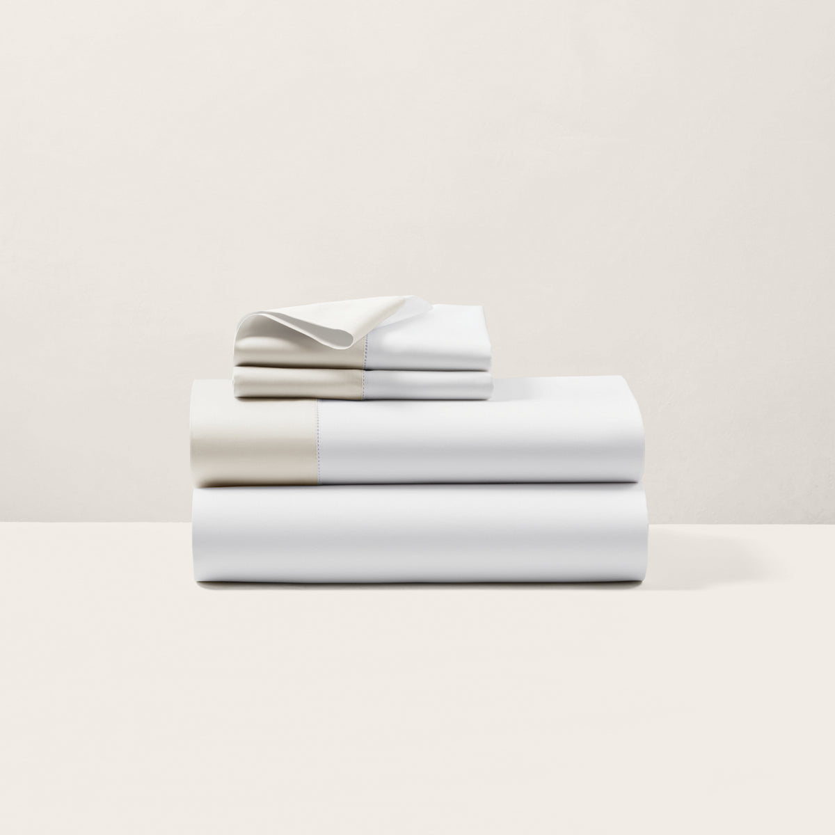 Organic Cotton Sateen Border Sheeting - Parchment