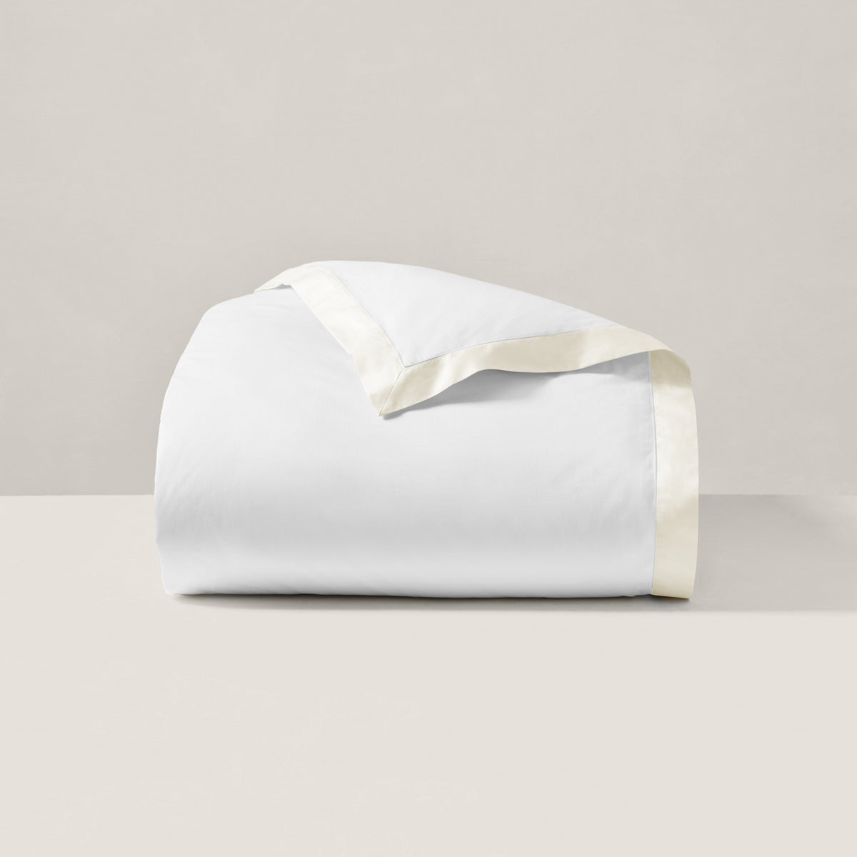 Organic Cotton Sateen Border Duvet Cover - Parchment
