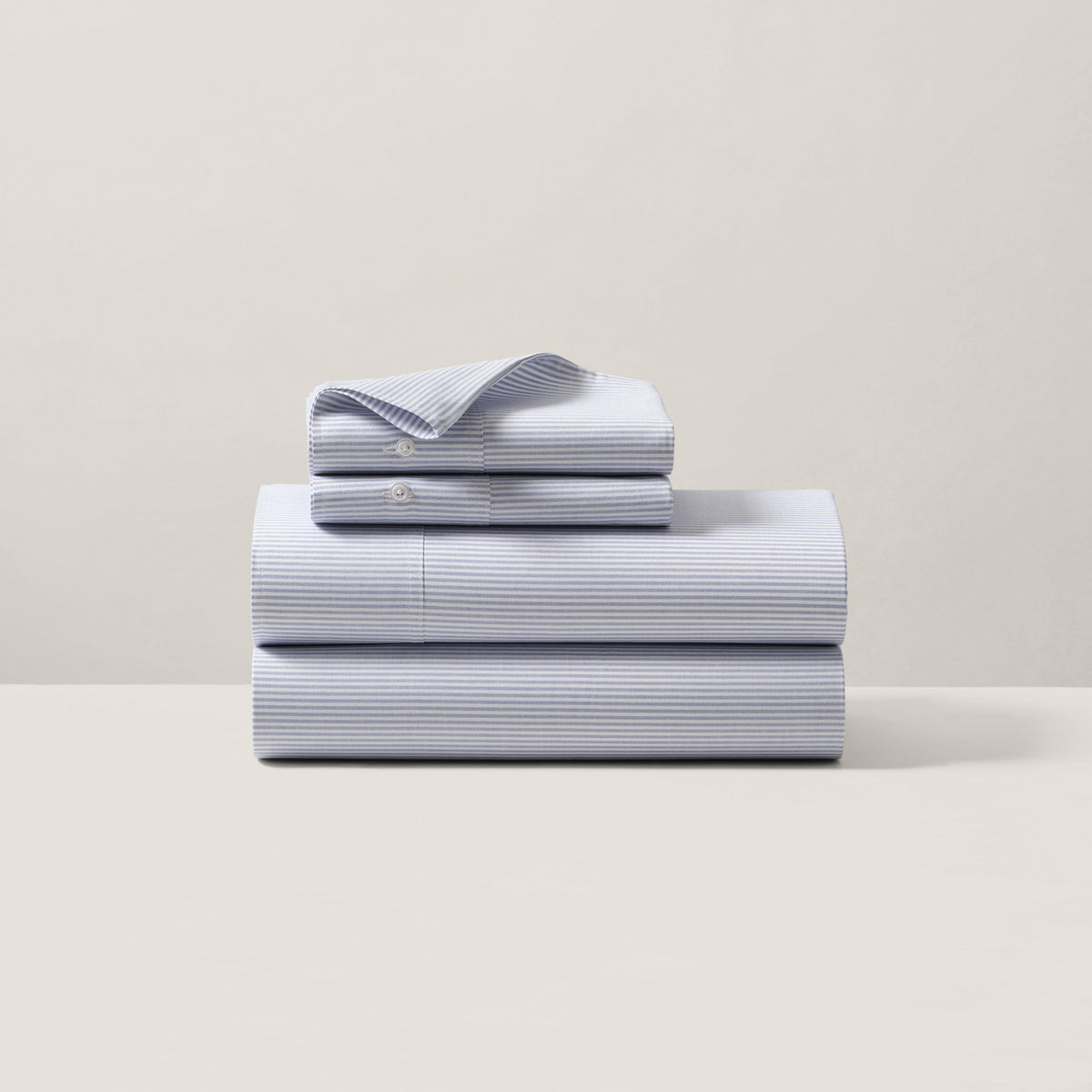 Organic Cotton Oxford Stripe Sheeting - Blue And White