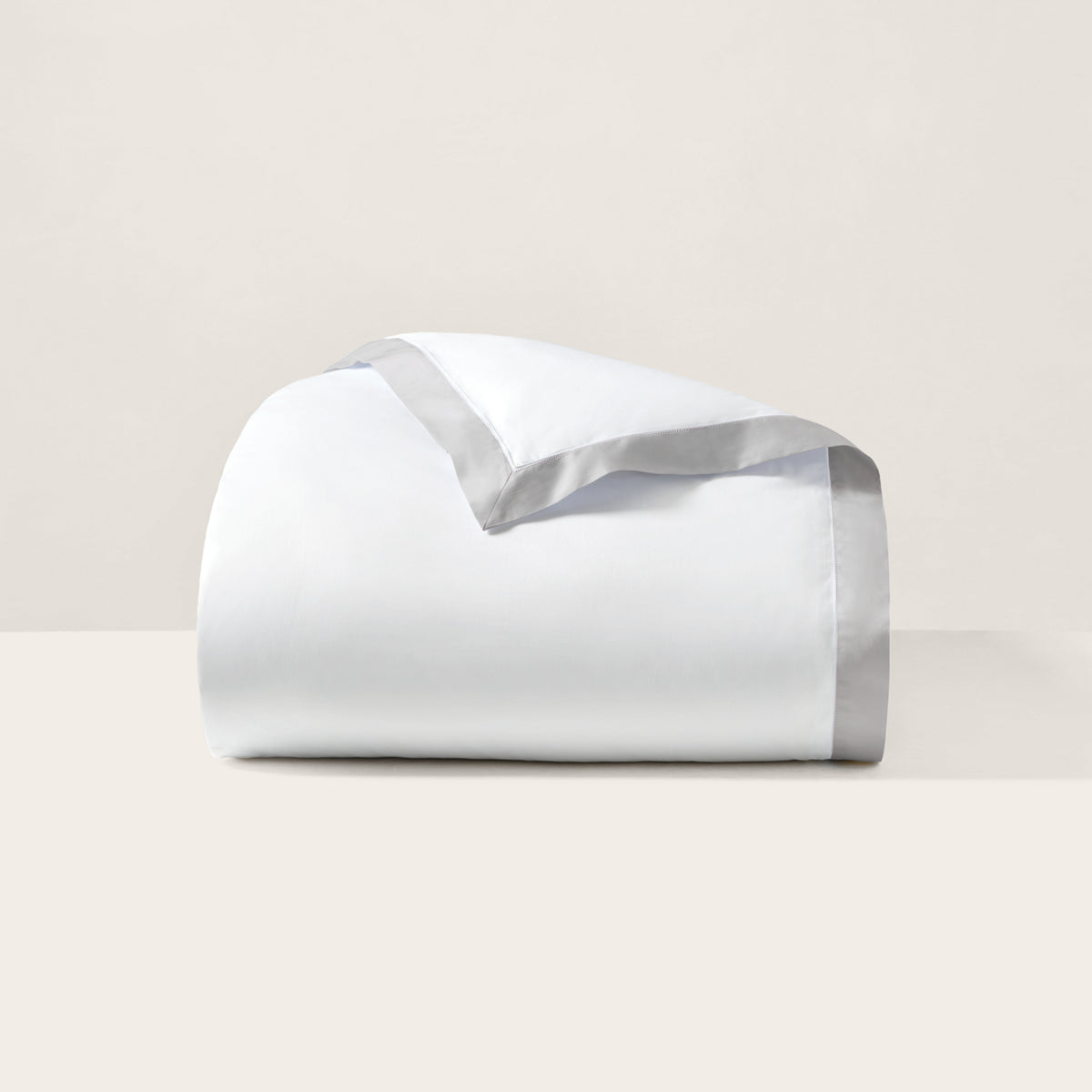 Organic Cotton Sateen Border Duvet Cover - True Platinum