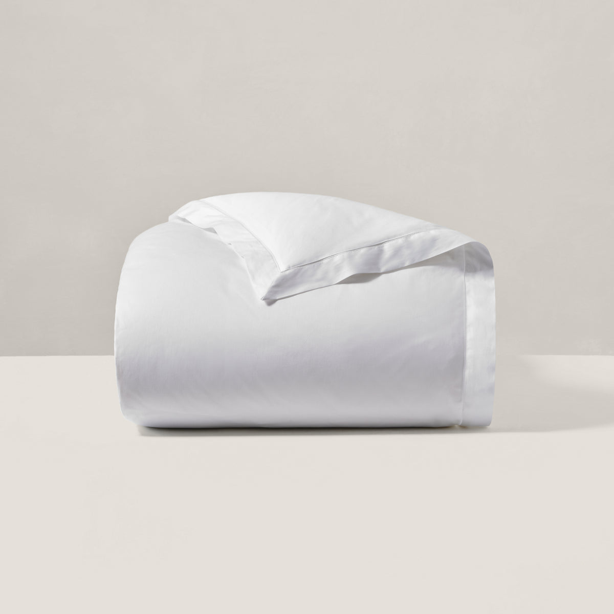 Organic Cotton Sateen Border Duvet Cover - Studio White