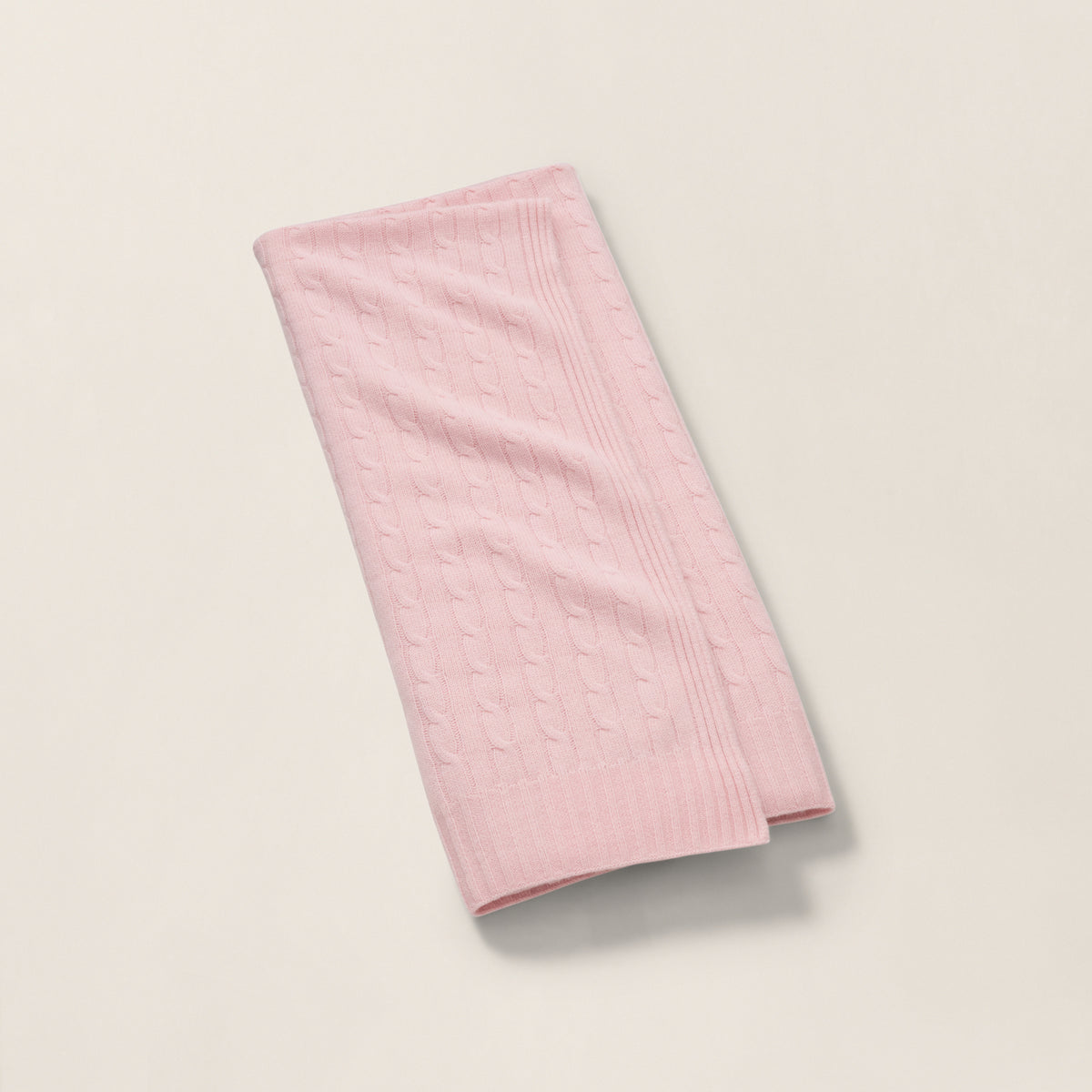 The Iconic Cable Cashmere Throw Blanket in Pale Pink