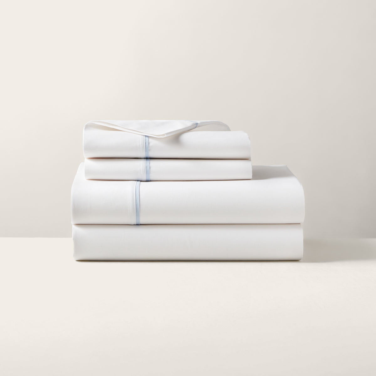 Organic Cotton Percale Palmer Sheeting - Pale Sky Blue