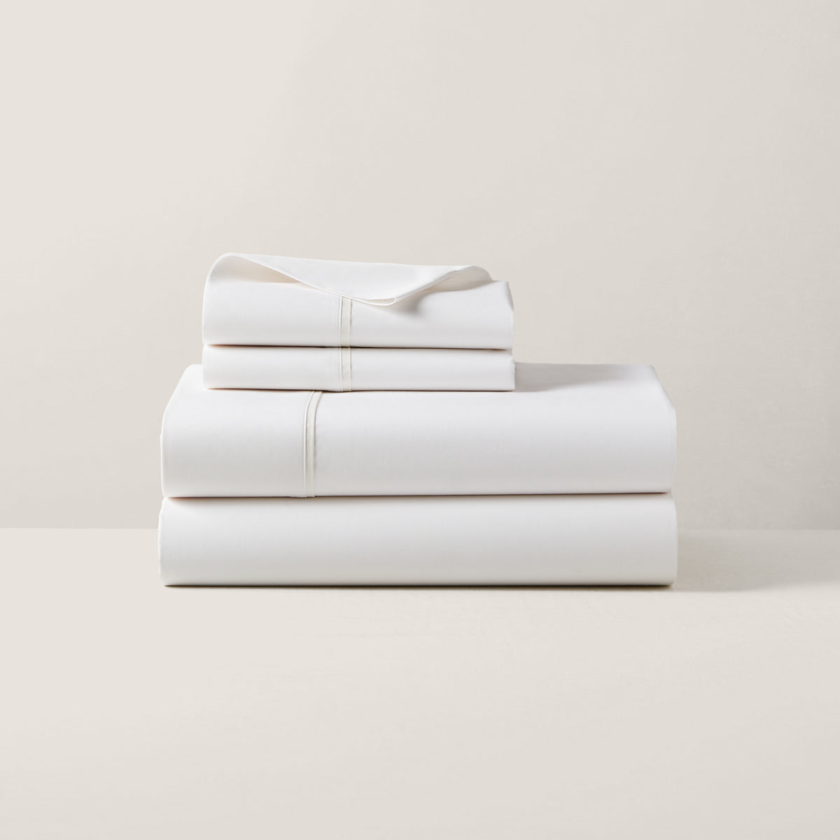 Organic Cotton Percale Palmer Sheeting - Alabaster