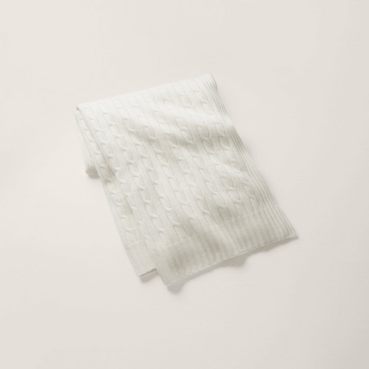 The Iconic Cable Cashmere Throw Blanket in White