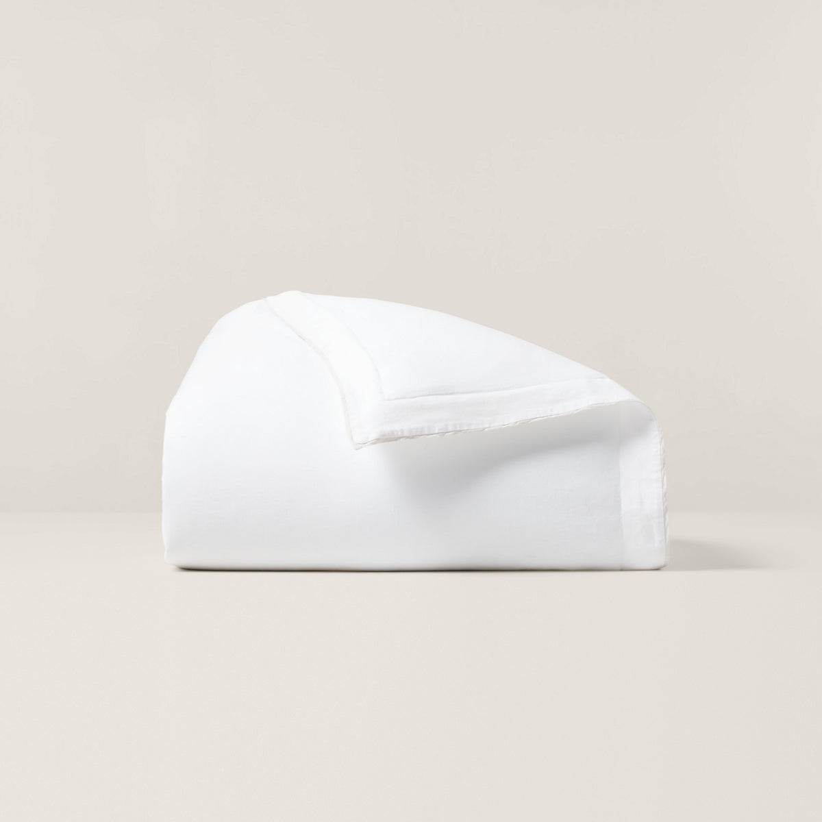 RL Linen Contrast Duvet Cover - White/Pebble