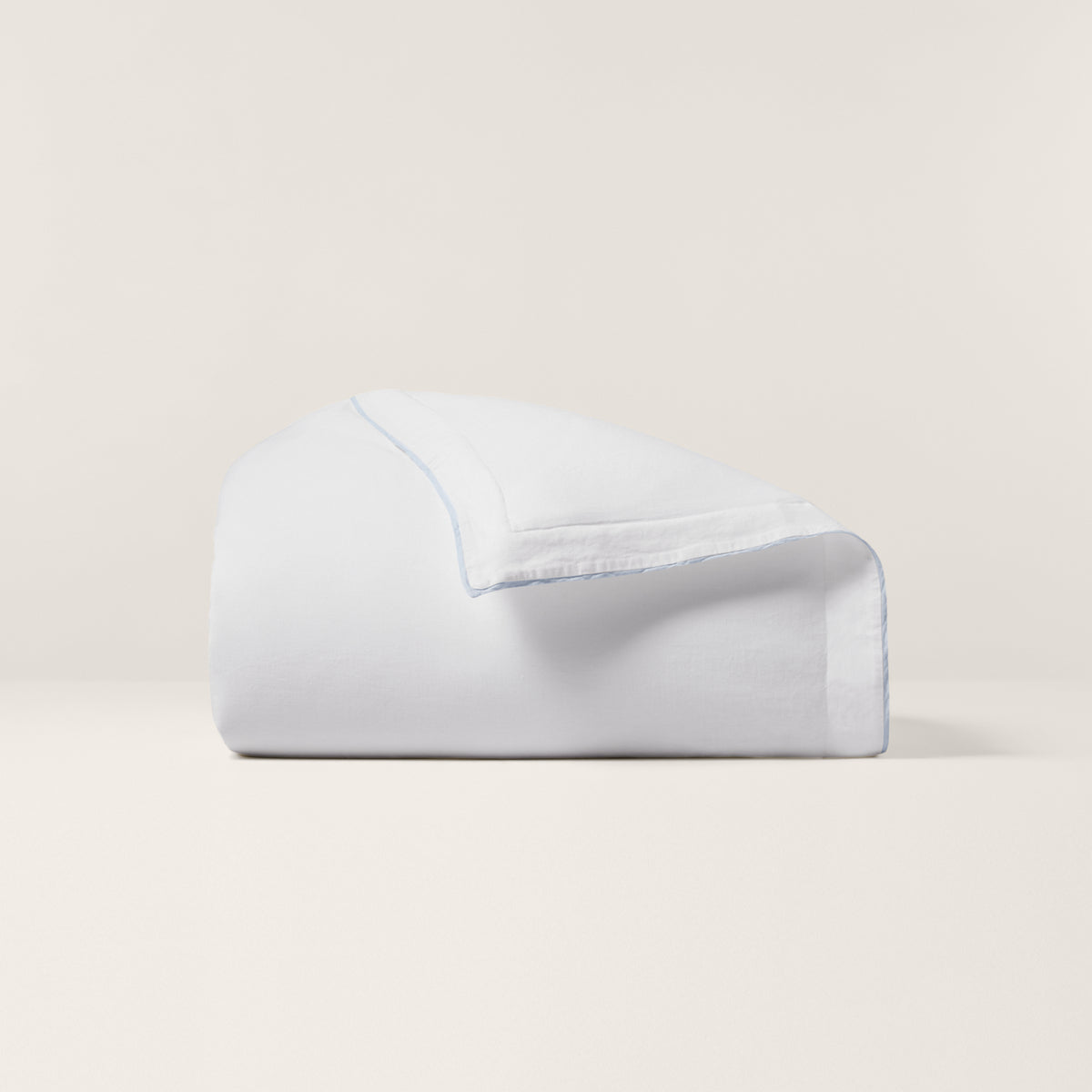 RL Linen Contrast Duvet Cover - White/Sky