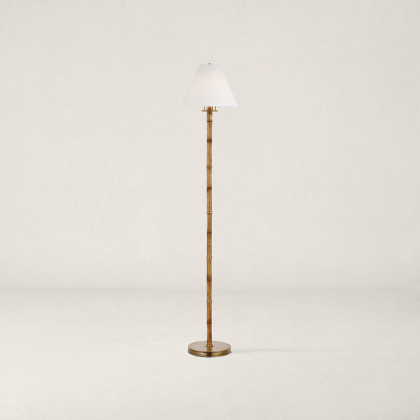 Dalfern Petite Reading Floor Lamp - Waxed Bamboo and Natural Brass
