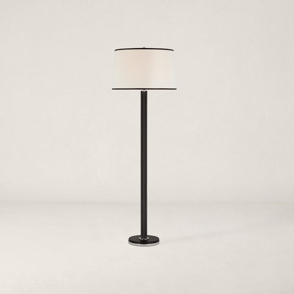 Riley Floor Lamp - Polished Nickel and Chocolate Leather