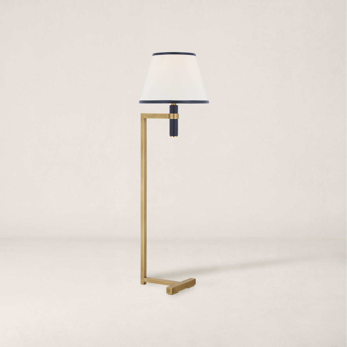 Hedger 55" Floor Lamp, Natural Brass and Navy