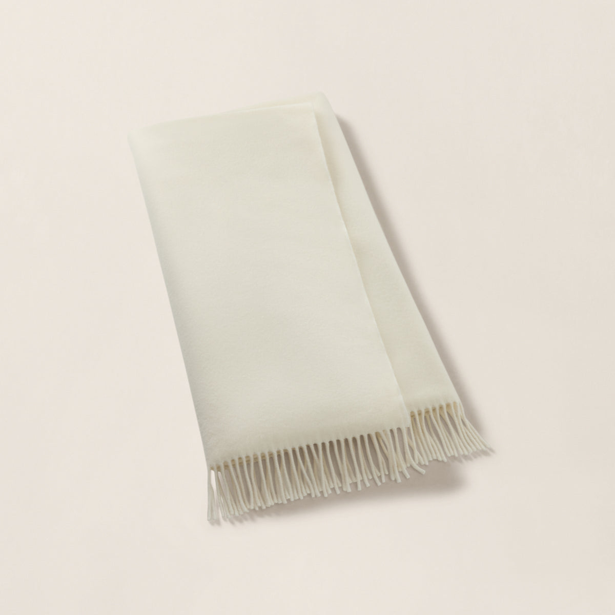Cashmere Flat-Weave Throw Blanket - Cream